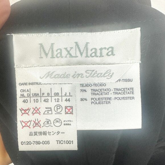 MaxMara Wide Leg Trouser Pants Size 10 Black Triacetate Quiet Luxury Career - Picture 5 of 5